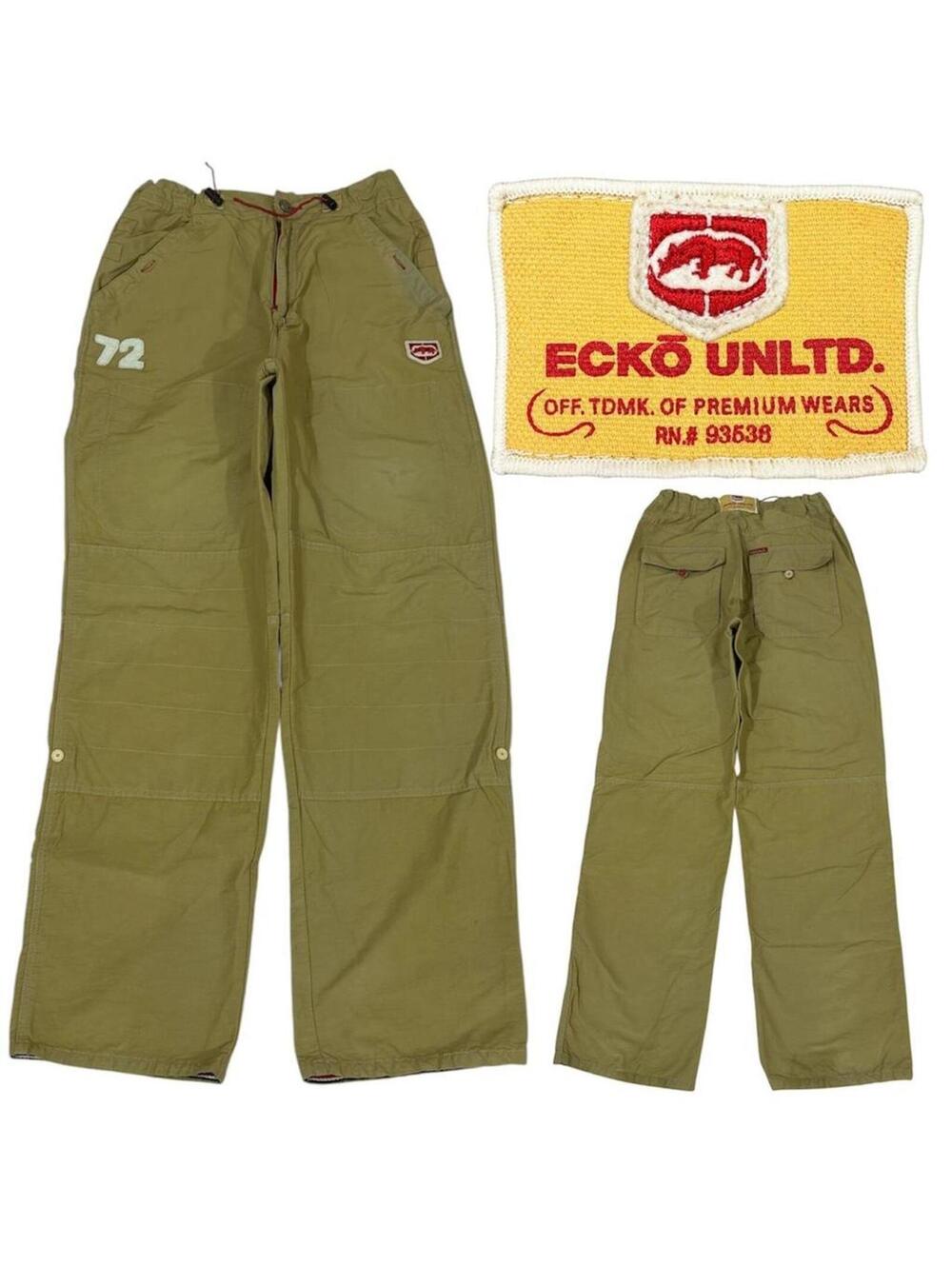 Ecko Unltd. khaki cargo pants with adjustable waist